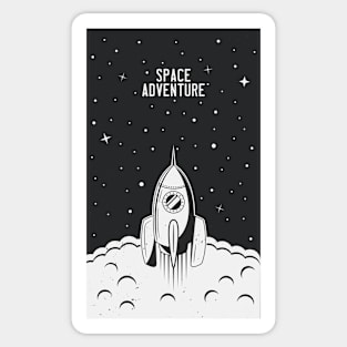 Cosmic art with Rising Rocket. Rocket launch. Sticker